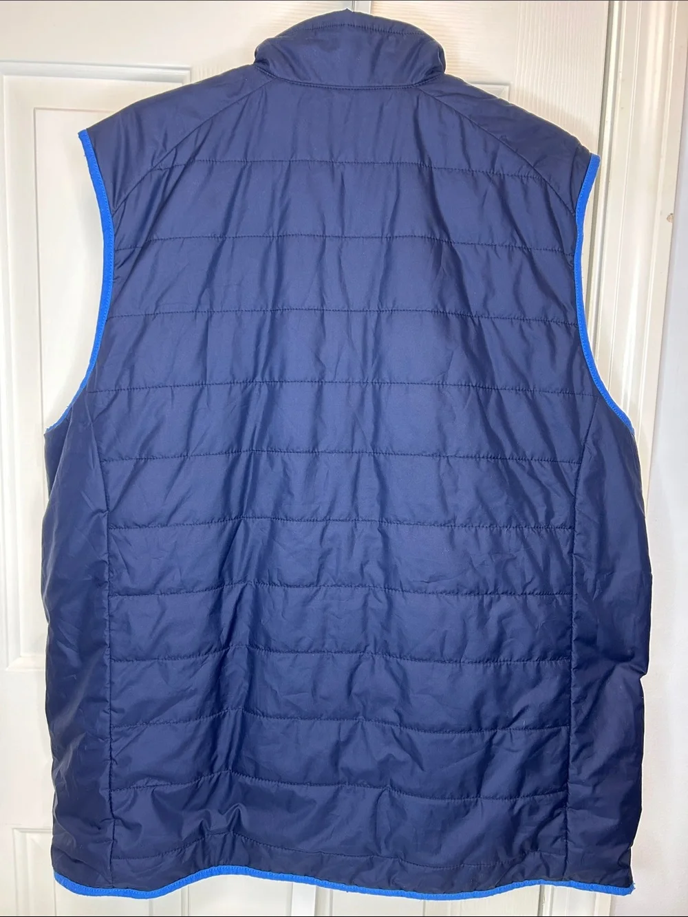 The North Face Mens Reversible Insulated Quilted Vest Navy Blue Sz XLT Fleece